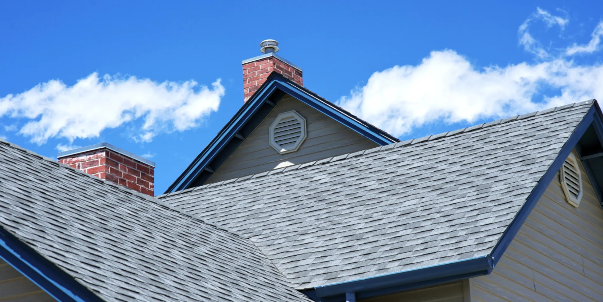a newly remodeled residential roof